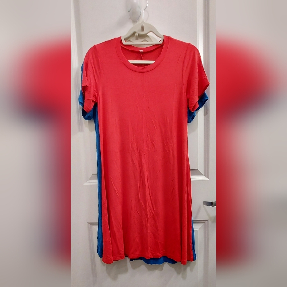 Simple Crewneck T-Shirt Dresses in Red And  Blue. Too Small. Washed, Never Worn.